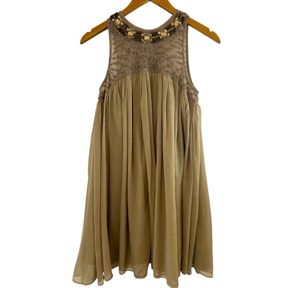 Anthropologie Moulinette Soeurs Boho Chiffon Bejeweled Babydoll Dress - Picture 6 of 15